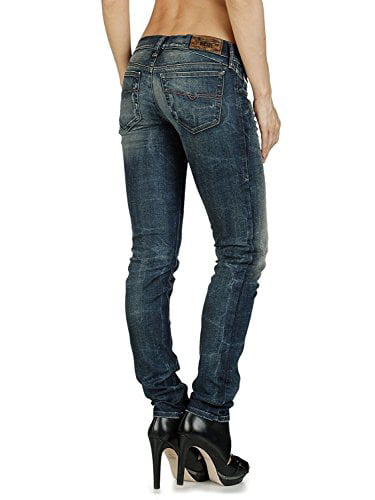 Getlegg 0808V Skinny Straight Leg Distressed Dark Denim Jeans
